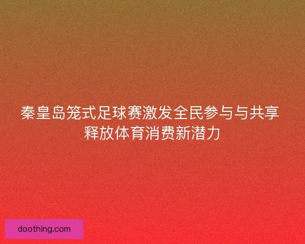 秦皇岛笼式足球赛激发全民参与与共享 释放体育消费新潜力