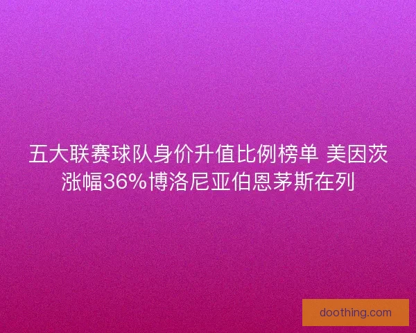 五大联赛球队身价升值比例榜单 美因茨涨幅36%博洛尼亚伯恩茅斯在列